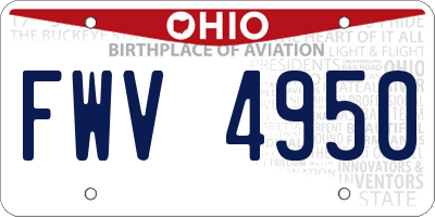 OH license plate FWV4950