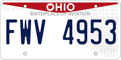 OH license plate FWV4953