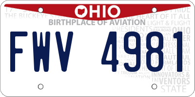 OH license plate FWV4981