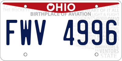 OH license plate FWV4996