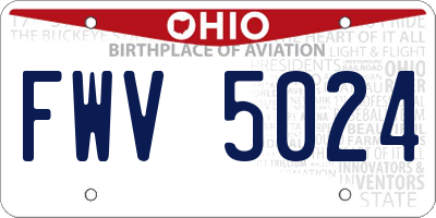 OH license plate FWV5024