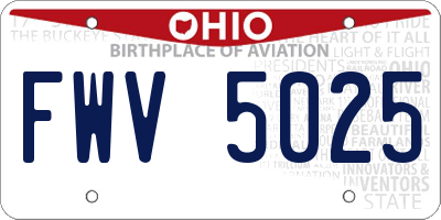 OH license plate FWV5025
