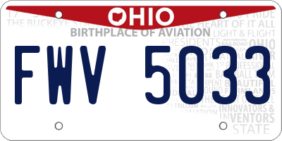 OH license plate FWV5033