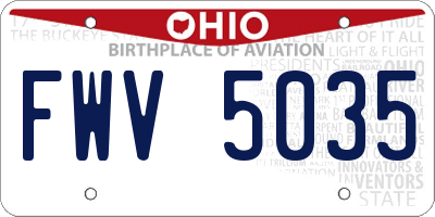 OH license plate FWV5035