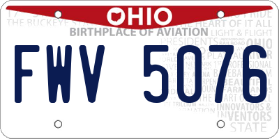 OH license plate FWV5076