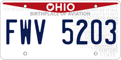 OH license plate FWV5203