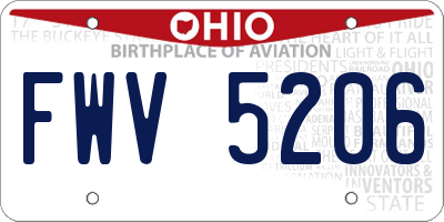 OH license plate FWV5206