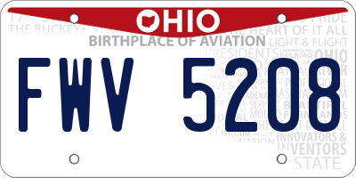 OH license plate FWV5208