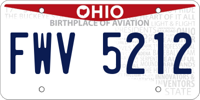 OH license plate FWV5212