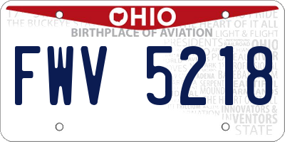 OH license plate FWV5218