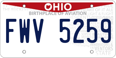 OH license plate FWV5259
