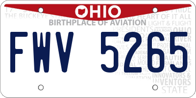 OH license plate FWV5265