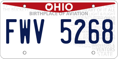 OH license plate FWV5268