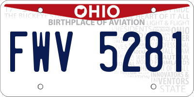 OH license plate FWV5281