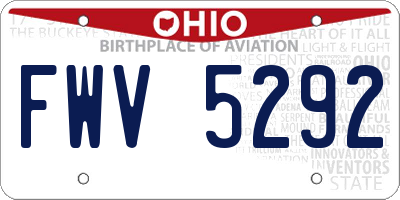 OH license plate FWV5292