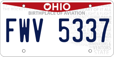 OH license plate FWV5337