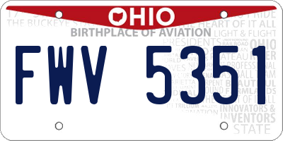 OH license plate FWV5351