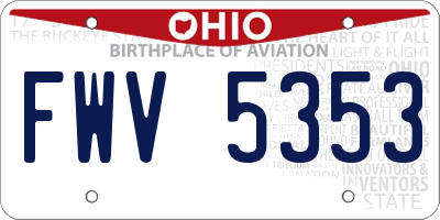 OH license plate FWV5353