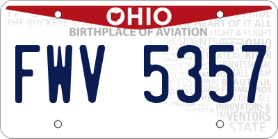 OH license plate FWV5357
