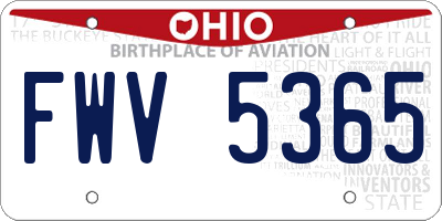 OH license plate FWV5365