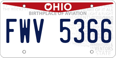 OH license plate FWV5366
