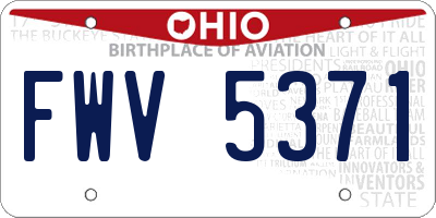 OH license plate FWV5371