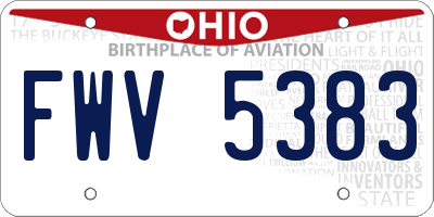 OH license plate FWV5383