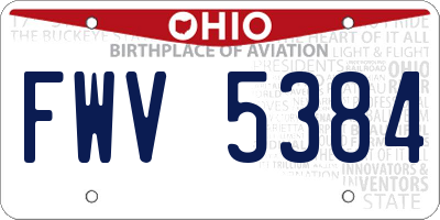 OH license plate FWV5384