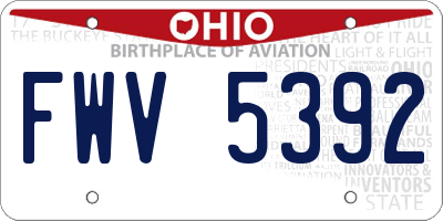 OH license plate FWV5392