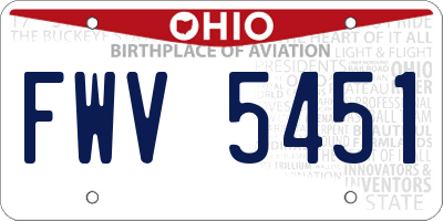 OH license plate FWV5451