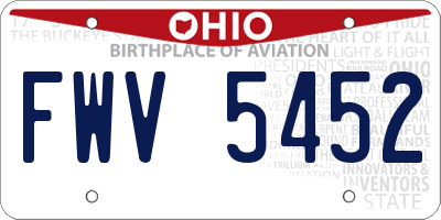 OH license plate FWV5452