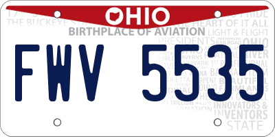 OH license plate FWV5535