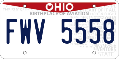 OH license plate FWV5558