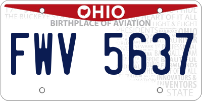 OH license plate FWV5637