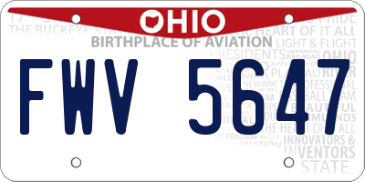OH license plate FWV5647
