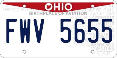 OH license plate FWV5655