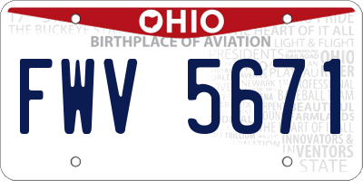 OH license plate FWV5671