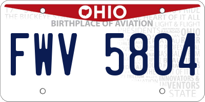 OH license plate FWV5804