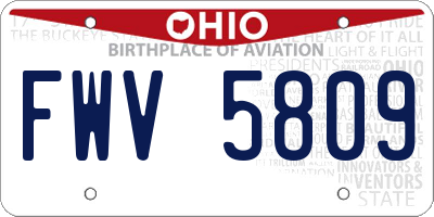 OH license plate FWV5809