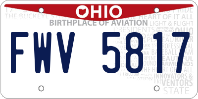 OH license plate FWV5817