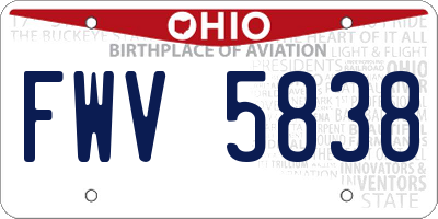 OH license plate FWV5838