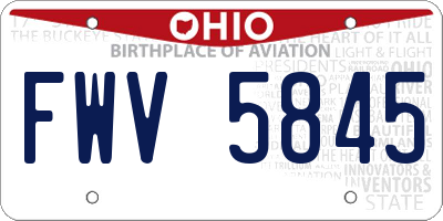 OH license plate FWV5845