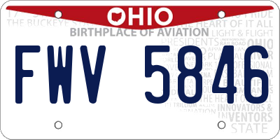 OH license plate FWV5846