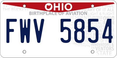 OH license plate FWV5854