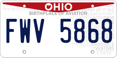 OH license plate FWV5868