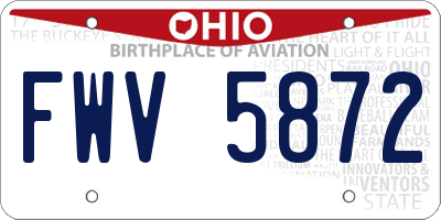 OH license plate FWV5872