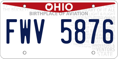 OH license plate FWV5876