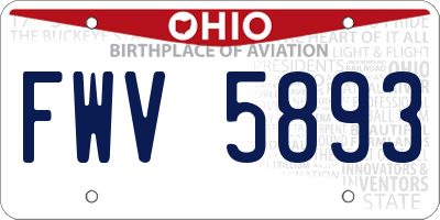 OH license plate FWV5893