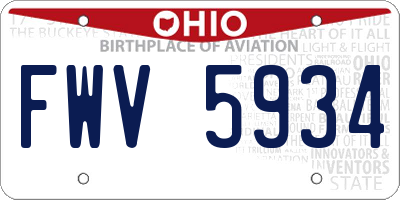 OH license plate FWV5934