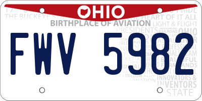 OH license plate FWV5982